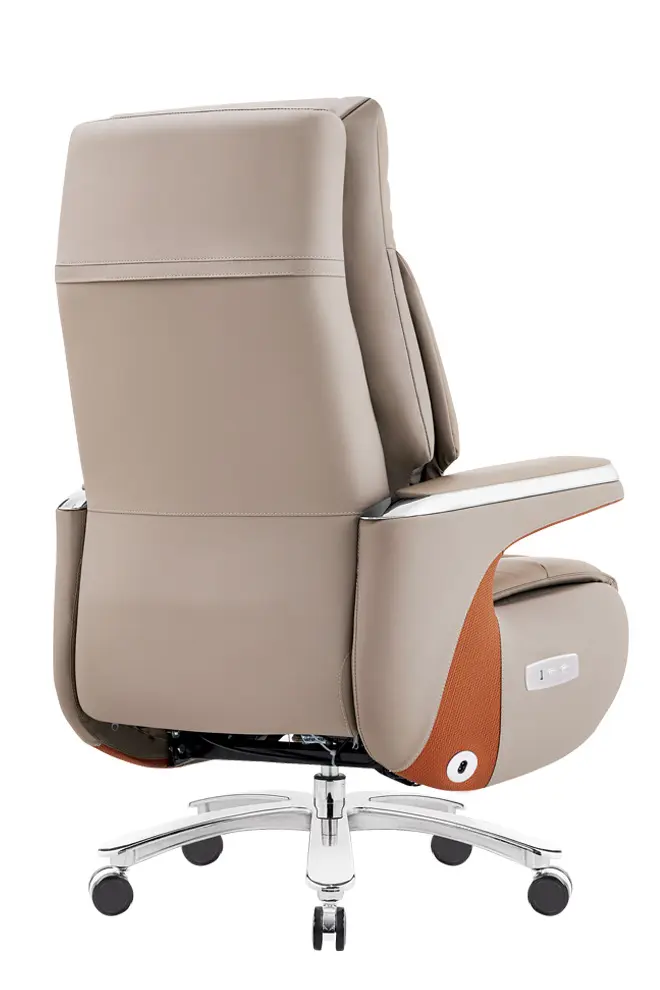 HE01SG 海音高背半牛皮沙發椅附腳墊 - 後側面135 度視角