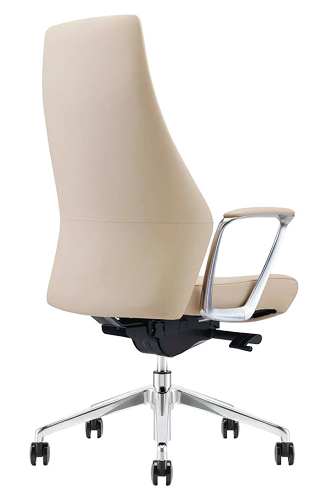 HQ01SGA-W 海奎主管皮椅.米色半牛 - 後側面135 度視角