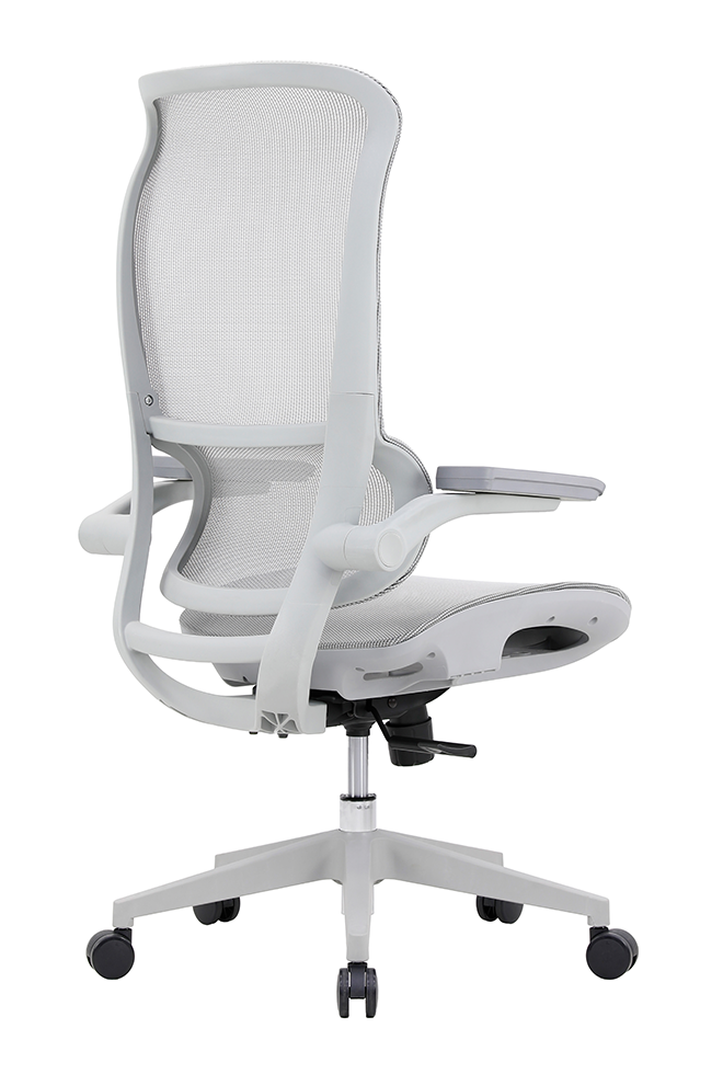 LY01STG-G 拉菲折疊手高背網椅灰框 - 後側面135 度視角