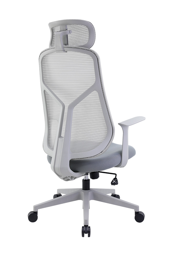 NO01STG-G 尼歐高背網椅灰框 - 後側面135 度視角