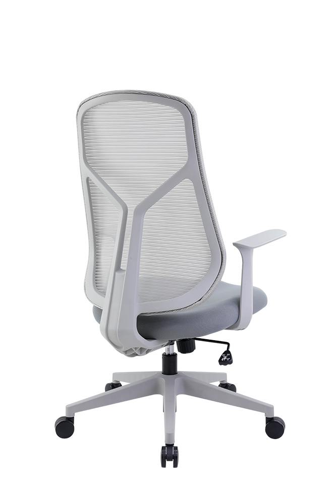 NO02STG-G 尼歐扶手網椅灰框 - 後側面135 度視角