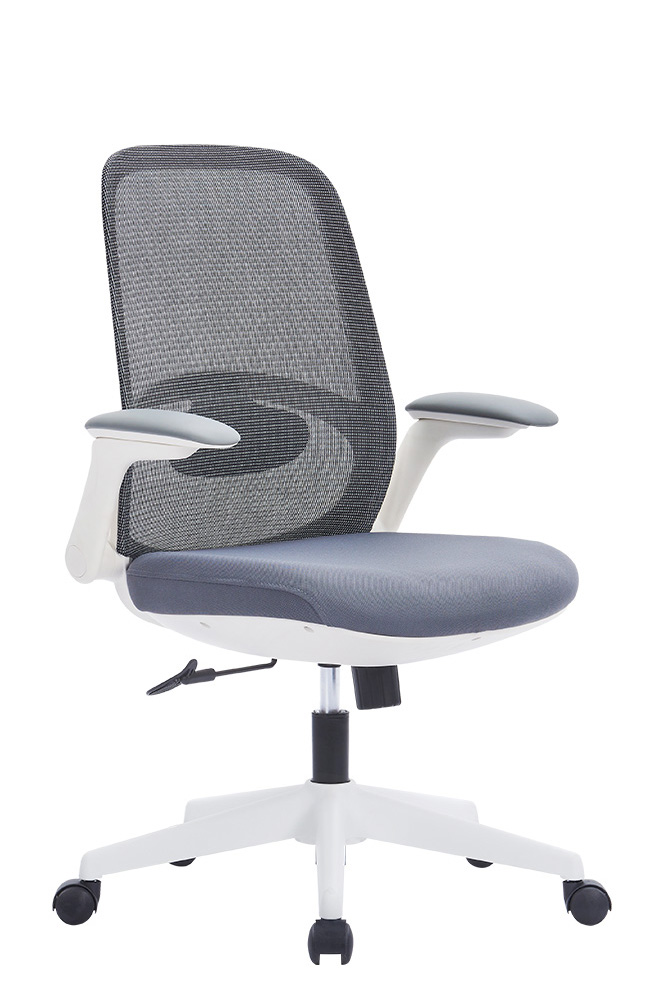 LE02STG-W 羅伊辦公網椅白框 - 側面 45 度視角