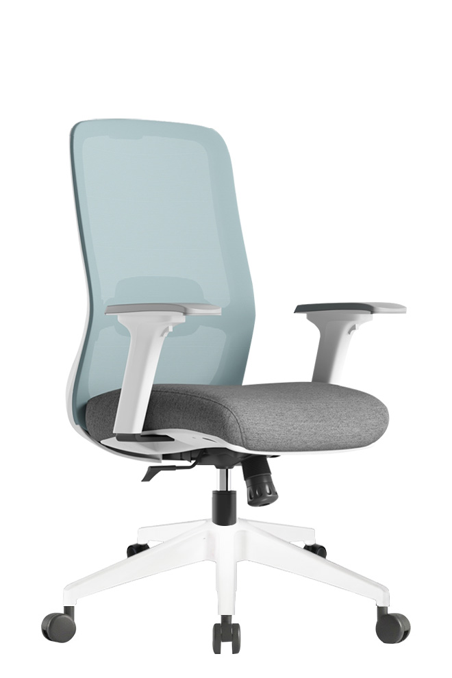 NQ02SG-W 妮可扶手網椅白框 - 側面 45 度視角