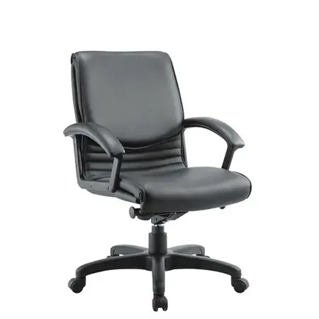 HC02KL 荷西中背黑半牛皮椅