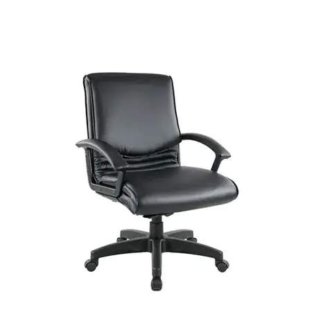 HK02KL 漢克中背黑半牛皮椅