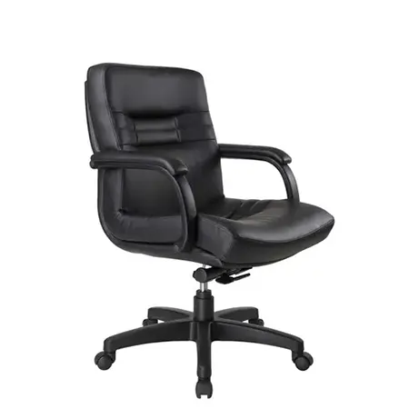 HM02KL 荷馬中背黑半牛皮椅